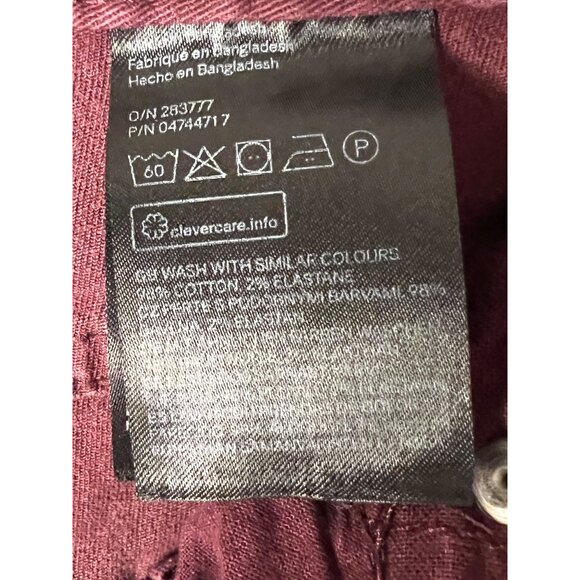 HM Jean short size 34 burgundy Denim zip button summer outdoor - Picture 6 of 8